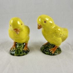 French Bavent Glazed Terracotta Chicks, a pair - SOLD